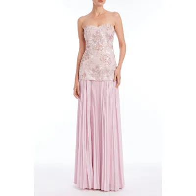 Badgley Mischka Collection Embellished Drop Waist Evening Gown In Multi