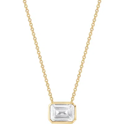 Badgley Mischka Collection Emerald Cut Lab Created Diamond Necklace In Gold