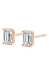 Badgley Mischka Collection Emerald Cut Lab Created Diamond Stud Earrings In 0.5 Ctw Rose Gold