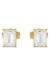 Badgley Mischka Collection Emerald Cut Lab Created Diamond Stud Earrings In Gold