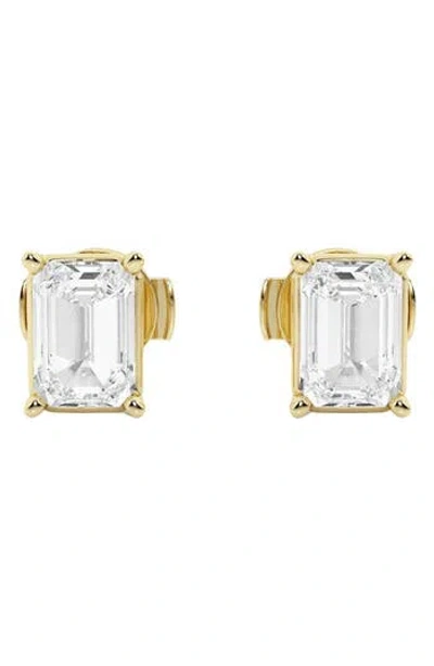 Badgley Mischka Collection Emerald Cut Lab Created Diamond Stud Earrings In Metallic