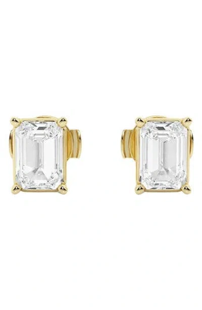 Badgley Mischka Collection Emerald Cut Lab Created Diamond Stud Earrings In Gold