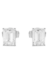 Badgley Mischka Collection Emerald Cut Lab Created Diamond Stud Earrings In White Gold