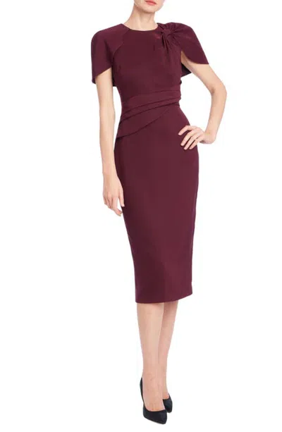 Badgley Mischka Collection Faux Cape Cocktail Midi Dress In Purple