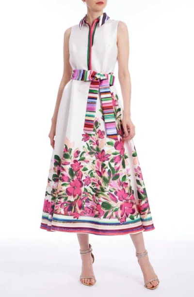 BADGLEY MISCHKA BADGLEY MISCHKA COLLECTION FLORAL STRIPE COCKTAIL SHIRTDRESS