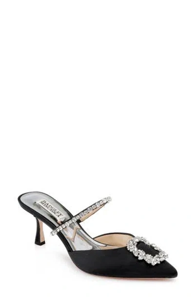 Badgley Mischka Flutter Buckle Embellished Pointed Mules In Black