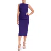 Badgley Mischka Collection Gathered Sleeveless Sheath In Deep Purple