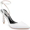 Badgley Mischka Indie Ankle Strap Pointed Toe Pump In Soft White