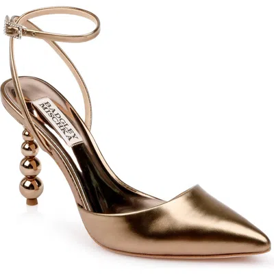Badgley Mischka Collection Indie Ii Ankle Strap Pointed Toe Pump In Bronze