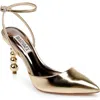 Badgley Mischka Indie Ii Ankle Strap Pointed Toe Pump In Gold