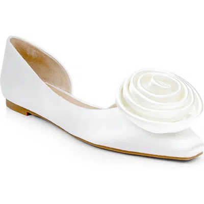 Badgley Mischka Collection Jana Half D'orsay Flat In White Satin