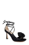 Badgley Mischka Collection Janelle Ankle Wrap Sandal In Black Satin