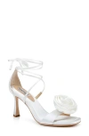 Badgley Mischka Collection Janelle Ankle Wrap Sandal In White Satin