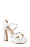 Badgley Mischka Collection Jayleen Ankle Strap Platform Sandal In White Satin
