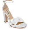 Badgley Mischka Collection Joanna Ankle Strap Sandal In White Satin