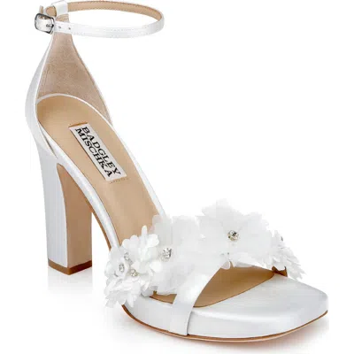 Badgley Mischka Collection Joanna Ankle Strap Sandal In White Satin