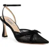 Badgley Mischka Collection Josie Ankle Strap Pointed Toe Pump In Black Satin