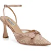 Badgley Mischka Collection Josie Ankle Strap Pointed Toe Pump In Clay Satin