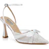Badgley Mischka Collection Josie Ankle Strap Pointed Toe Pump In White Satin