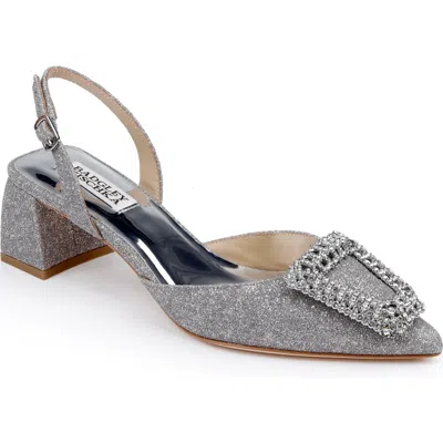 Badgley Mischka Collection Kamilah Ankle Strap Pump In Silver Antique Leather