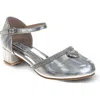 Badgley Mischka Collection Kids' Ankle Strap Pump In Silver Holographic