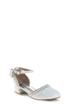 Badgley Mischka Collection Kids' Ankle Strap Pump In White Patent