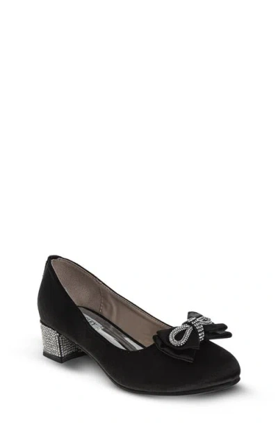 Badgley Mischka Collection Kids' Bow Pump In Black Satin