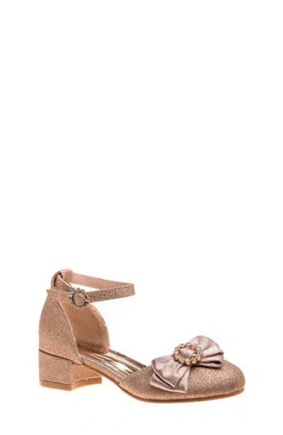 Badgley Mischka Collection Kids' Crystal Bow Pump In Rose/gold