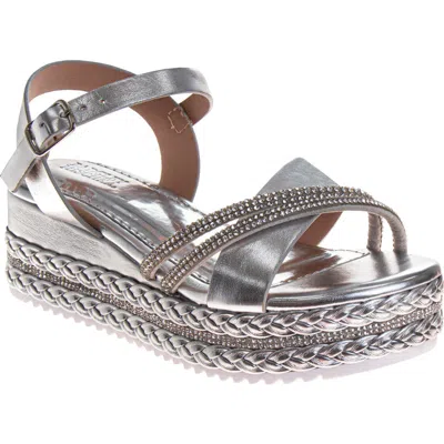 Badgley Mischka Collection Kids' Rhinestone Platform Sandal In Silver