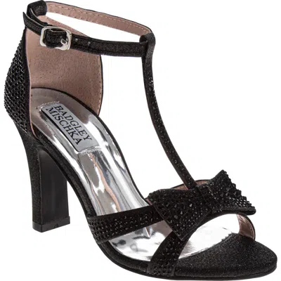 Badgley Mischka Collection Kids' Rhinestone T-strap Sandal In Black