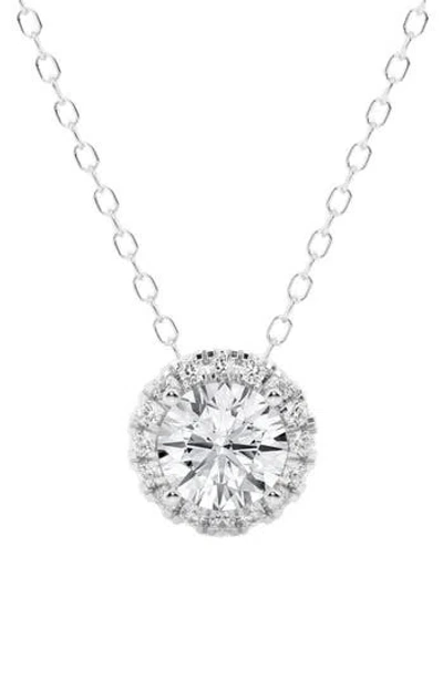 Badgley Mischka Collection Lab Created Diamond Halo Necklace In Metallic