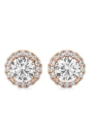 Badgley Mischka Collection Lab Created Diamond Halo Stud Earrings In Pink
