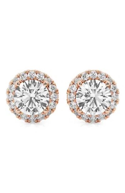 Badgley Mischka Collection Lab Created Diamond Halo Stud Earrings In Pink