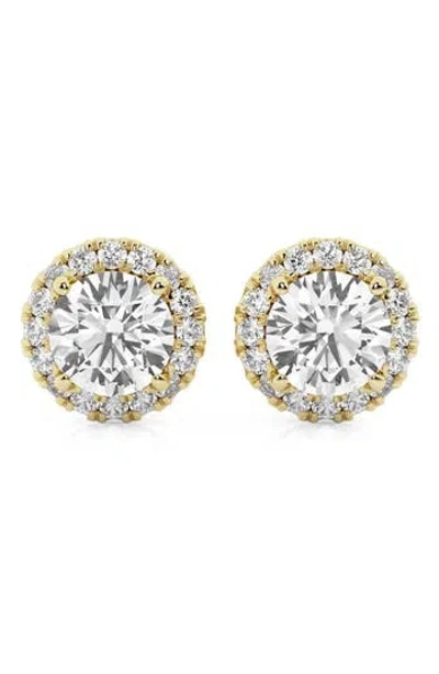 Badgley Mischka Collection Lab Created Diamond Halo Stud Earrings In Gold