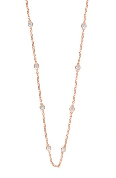 Badgley Mischka Collection Lab Created Diamond Station Chain Necklace In Pink