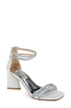 Badgley Mischka Lillie Metallic Crystal Ankle-cuff Sandals In Soft White