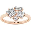 Badgley Mischka Collection Mixed Diamond Cluster Ring In Pink