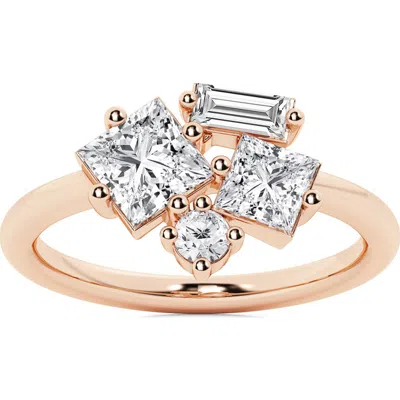 Badgley Mischka Collection Mixed Diamond Cluster Ring In Gold