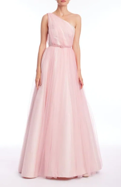 Badgley Mischka Collection One-shoulder A-line Tulle Gown