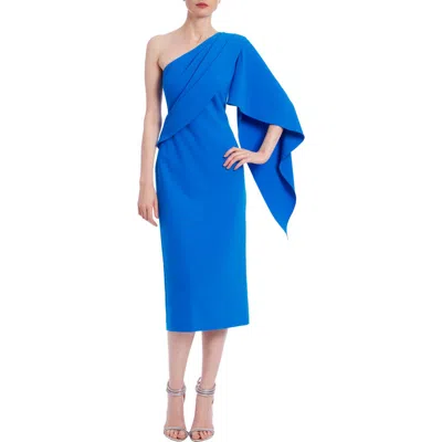 BADGLEY MISCHKA BADGLEY MISCHKA COLLECTION ONE-SHOULDER DRAPE SLEEVE SHEATH COCKTAIL DRESS