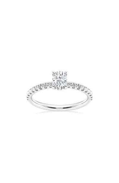 Badgley Mischka Collection Oval Cut Lab Created Diamond Pavé Ring In Metallic