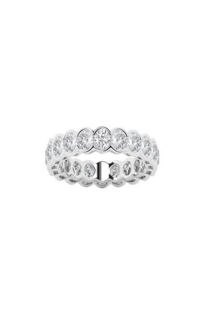 Badgley Mischka Collection Oval Lab Created Diamond Half Bezel Eternity Band Ring In Metallic