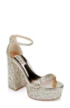 Badgley Mischka Party Ankle Strap Platform Sandal In Platino