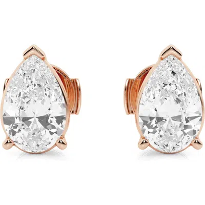 Badgley Mischka Collection Pear Cut Lab Created Diamond Stud Earrings In Pink
