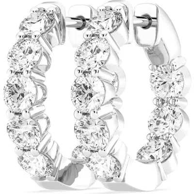 Badgley Mischka Collection Round Cut Lab Created Diamond Hoop Earrings In White Gold