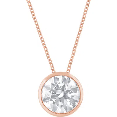 Badgley Mischka Collection Round Cut Lab Created Diamond Necklace In Rose Gold