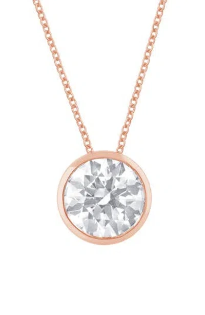 Badgley Mischka Collection Round Cut Lab Created Diamond Necklace In Rose Gold