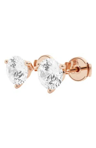 Badgley Mischka Collection Round Cut Lab Created Diamond Stud Earrings In Pink