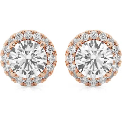 Badgley Mischka Collection Round Cut Lab Created Diamond Stud Earrings In Pink