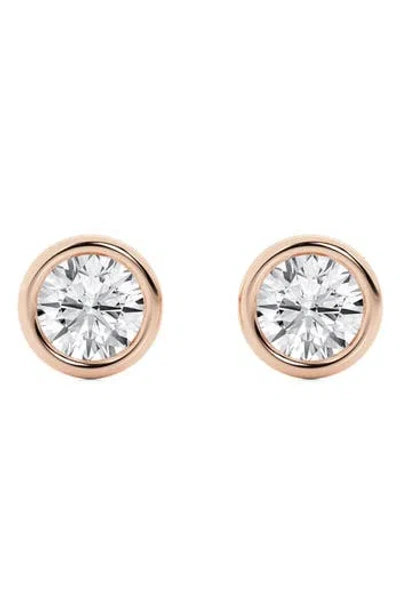 Badgley Mischka Collection Round Cut Lab Created Diamond Stud Earrings In Rose Gold